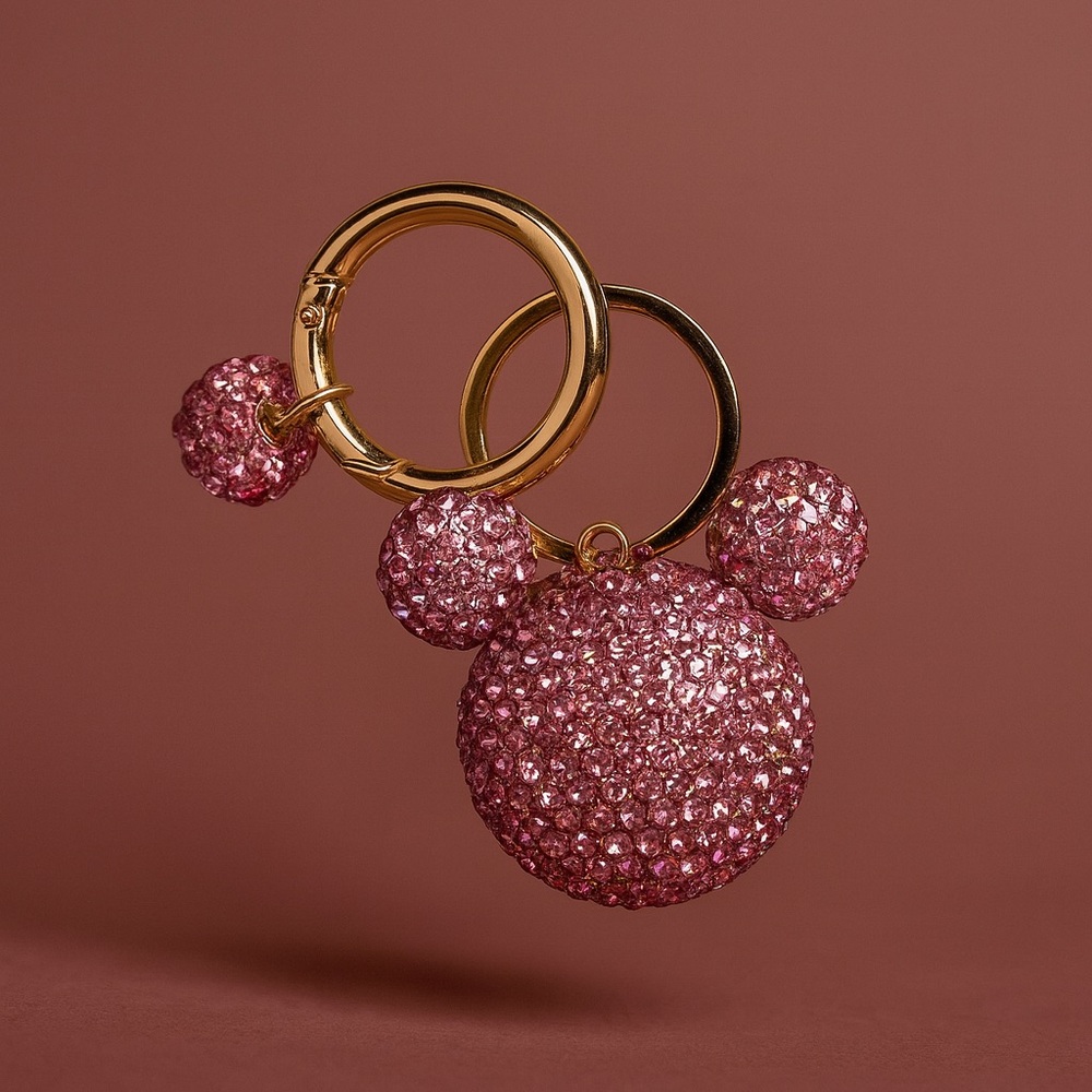 Pink Crystal Disney Ears Keychain or Bag Charm